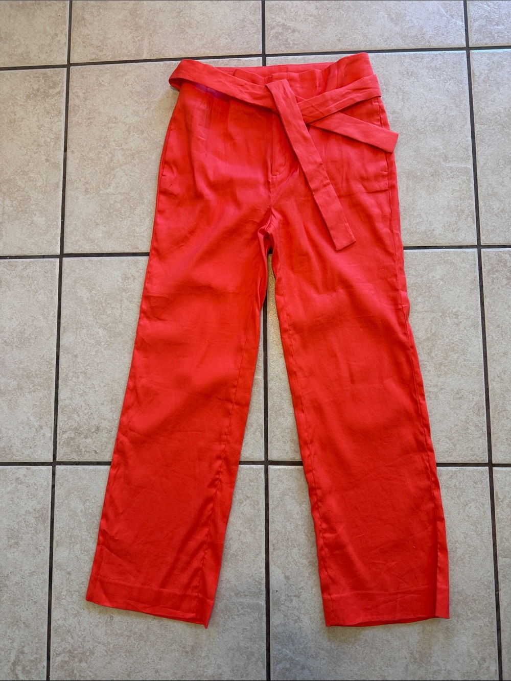 Banana Republic Wide Leg Belted Pants — Red